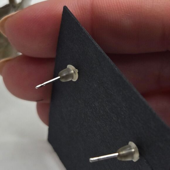 "5/$25" Pair of Mismatched Sterling Silver CZ Square & Round Stud Earrings - Picture 2 of 8